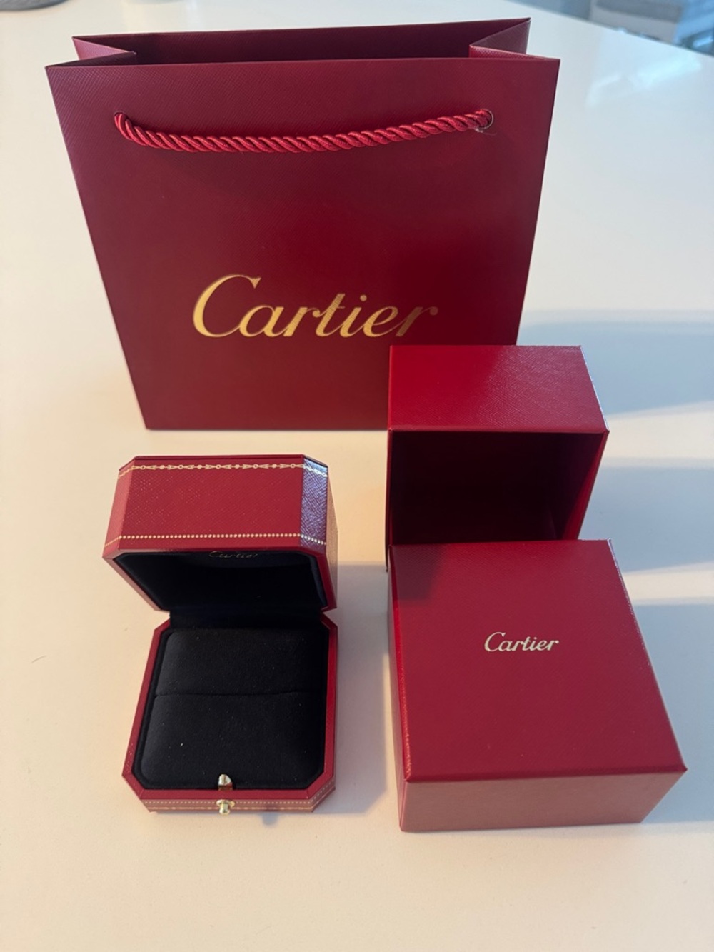 Cartier Red ring box, gift box and gift bag. Authentic. NO JEWELRY INCLUDED